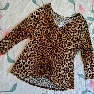 NWT Coco's Clozet Leopard Print Knot 3/4 Sleeve